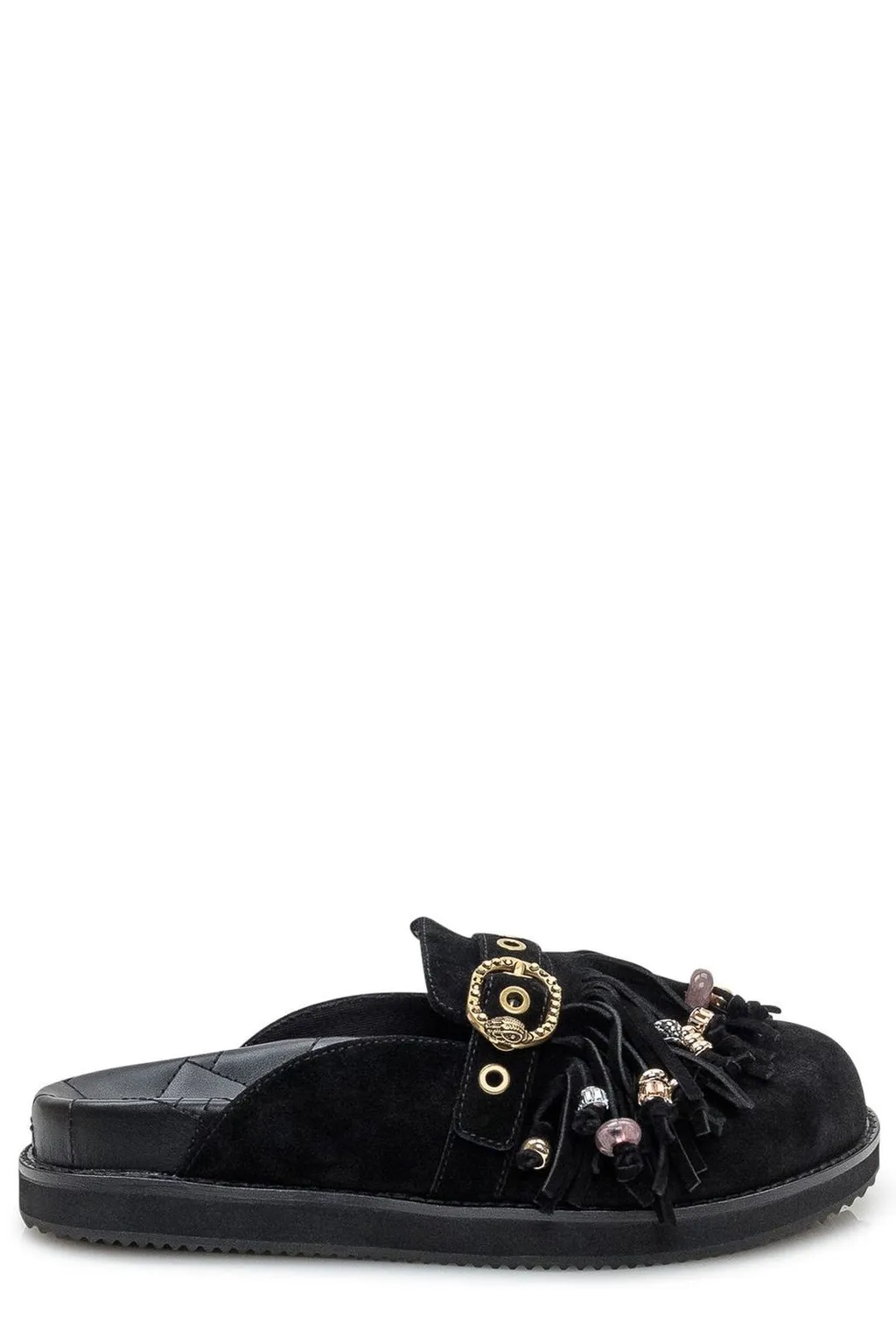 Mules With Fringe And Beads