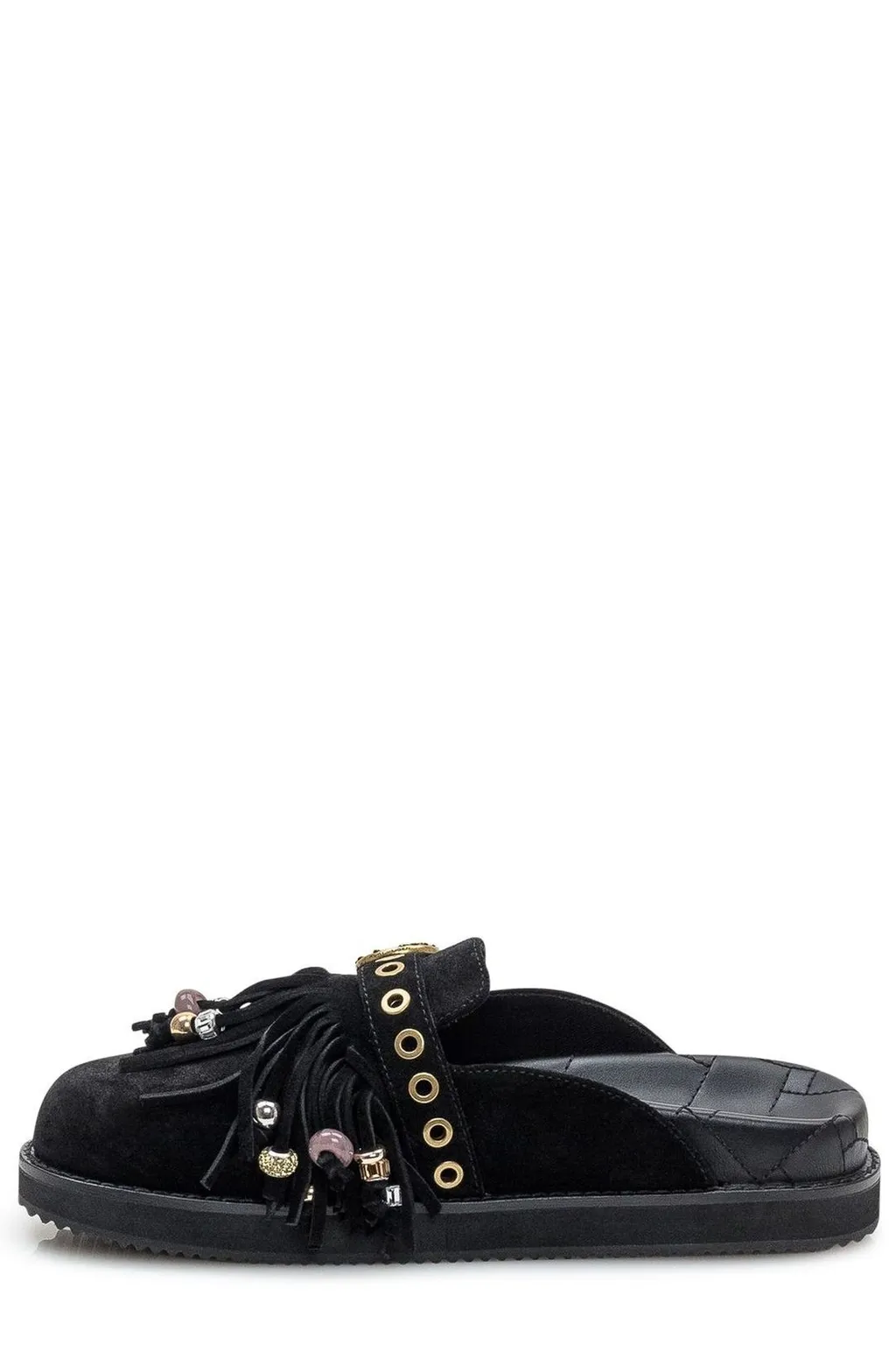 Mules With Fringe And Beads