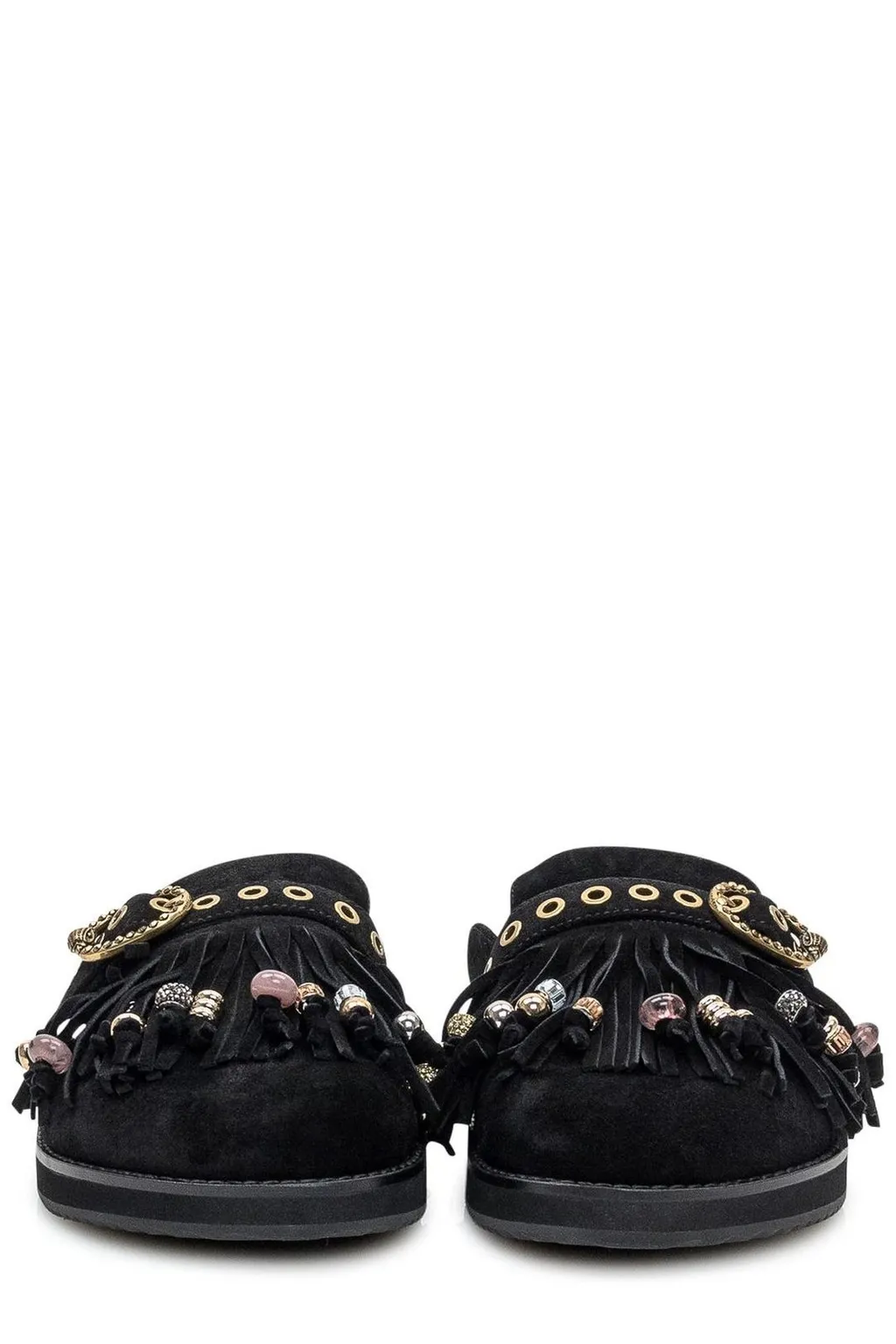 Mules With Fringe And Beads