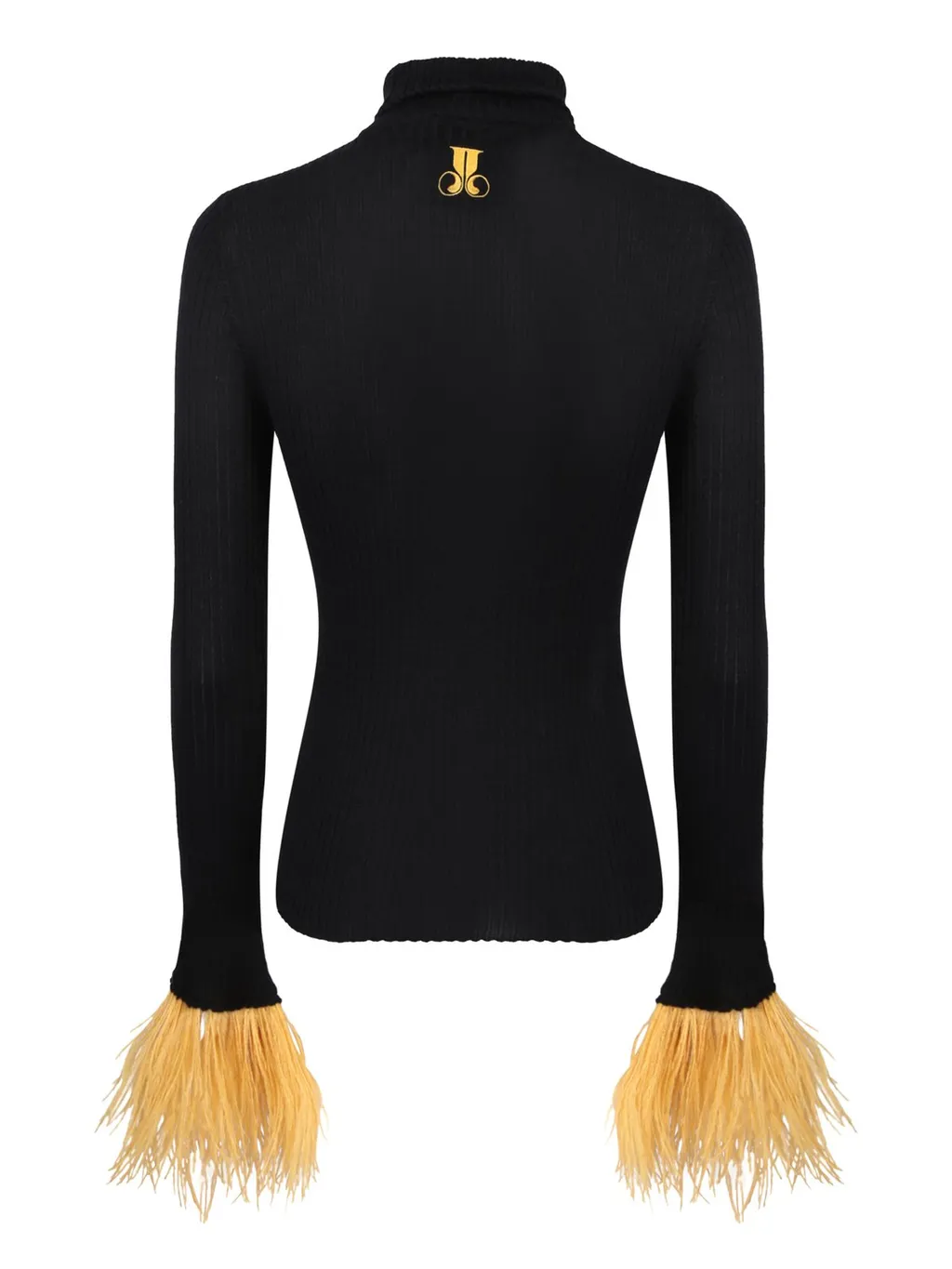 Turtleneck Sweater With Feather Trim