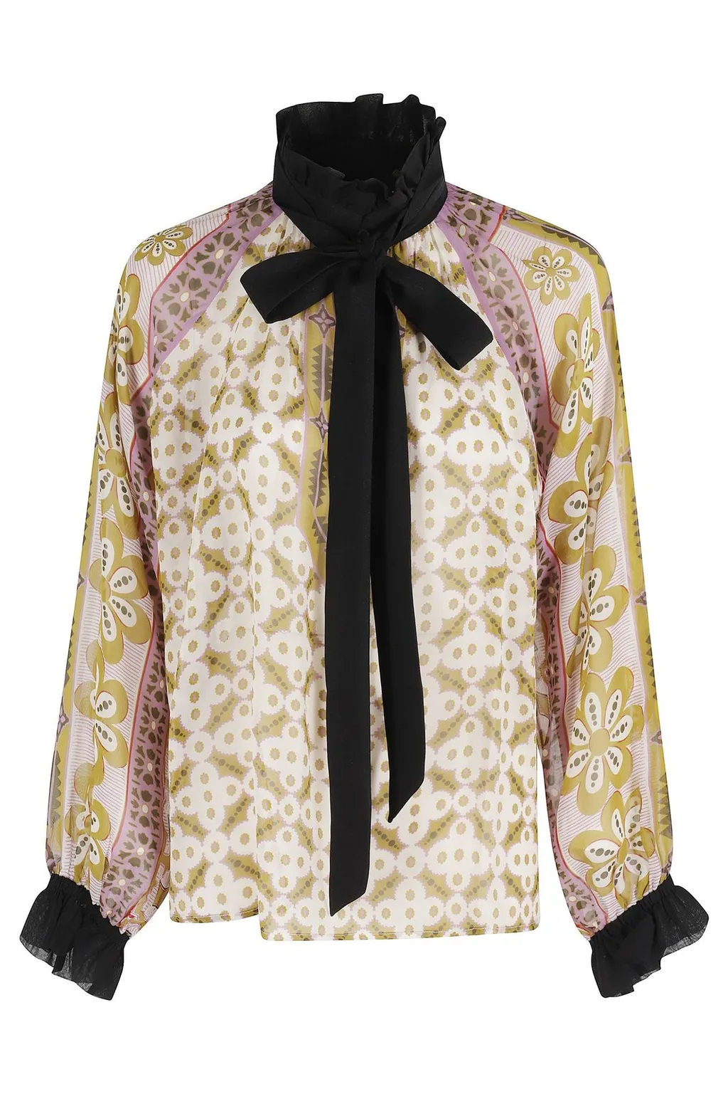 Printed Silk Blouse With Bow