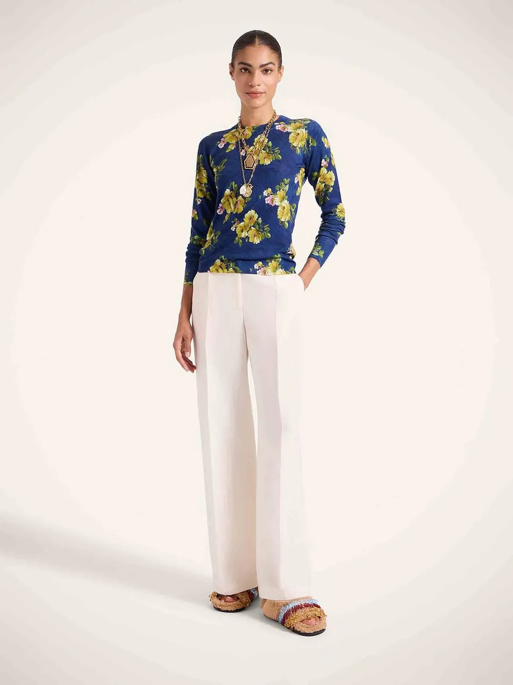 Floral Print Knit Sweater