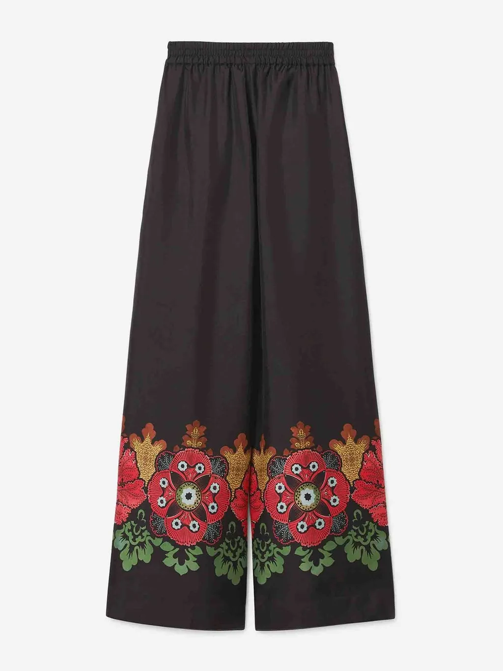 Wide-Leg Pants With Floral Embroidery