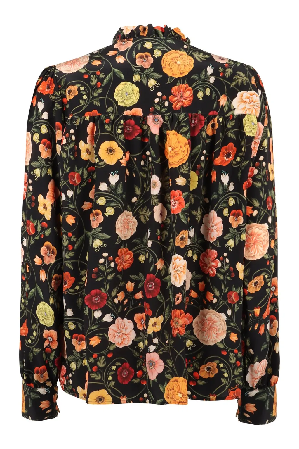 Floral Print Ruffle Neck Blouse