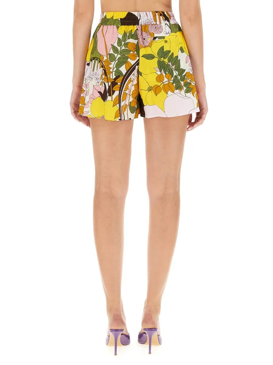 High-Waisted Shorts With Floral Print