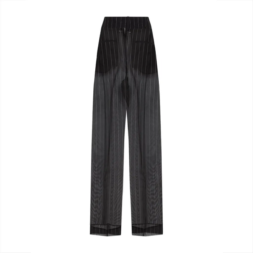 Pinstripe Wide-Leg Pants