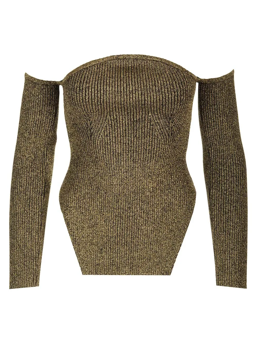Off-The-Shoulder Metallic Knit Top