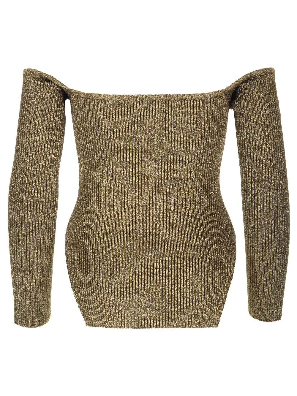 Off-The-Shoulder Metallic Knit Top