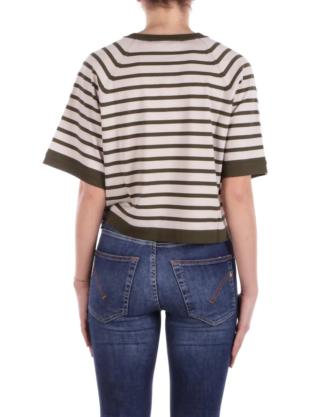 Striped V-Neck Cropped T-Shirt
