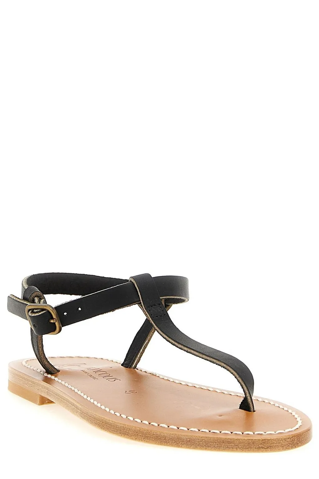Leather Thong Sandals With Ankle Strap