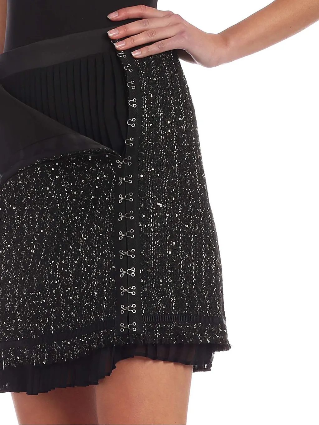 Tweed Mini Skirt With Ruffled Hem