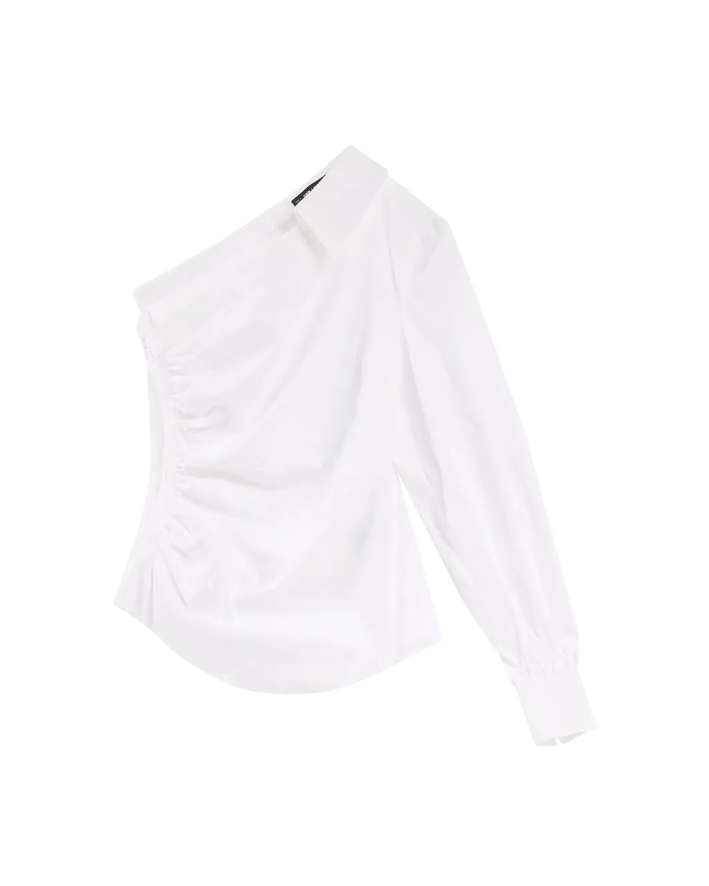 One-Shoulder Ruched Poplin Shirt