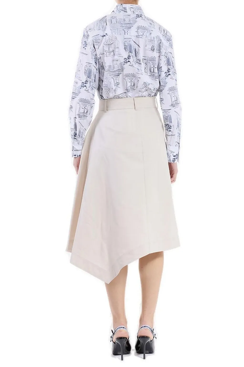 Double-Breasted Asymmetric Midi Skirt