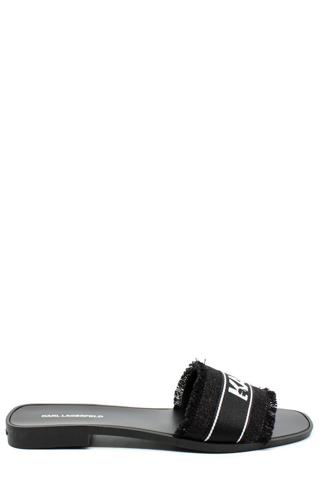 Slides With Frayed Logo Strap