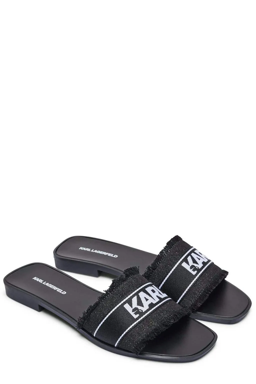 Slides With Frayed Logo Strap