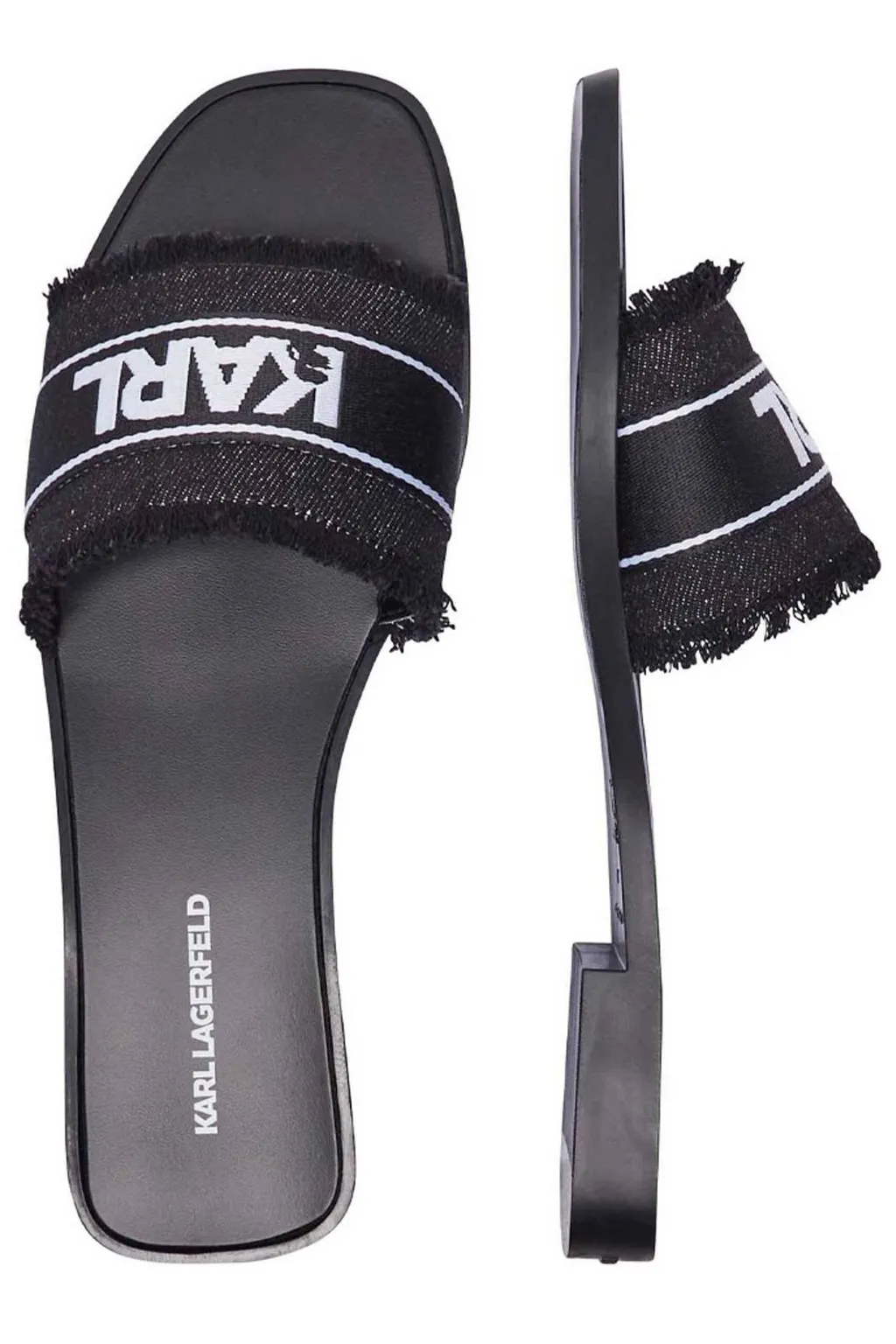Slides With Frayed Logo Strap