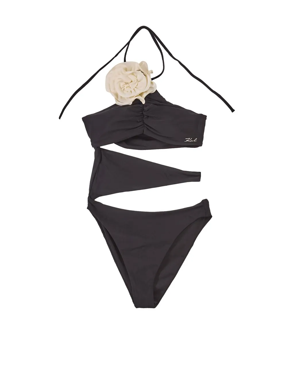 One-Piece Swimsuit With Cut-Outs And Floral Detail