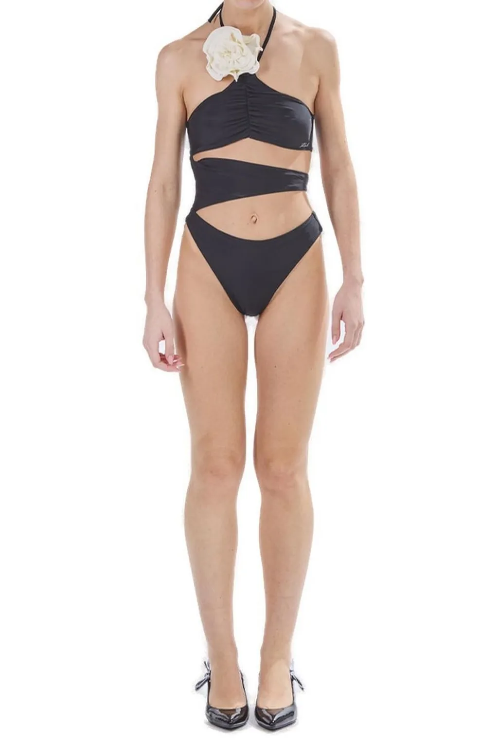 One-Piece Swimsuit With Cut-Outs And Floral Detail