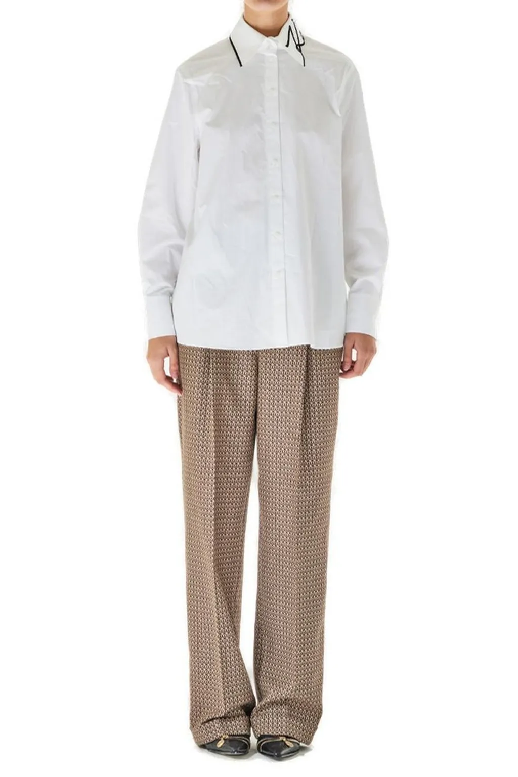 Poplin Shirt With Black Piping