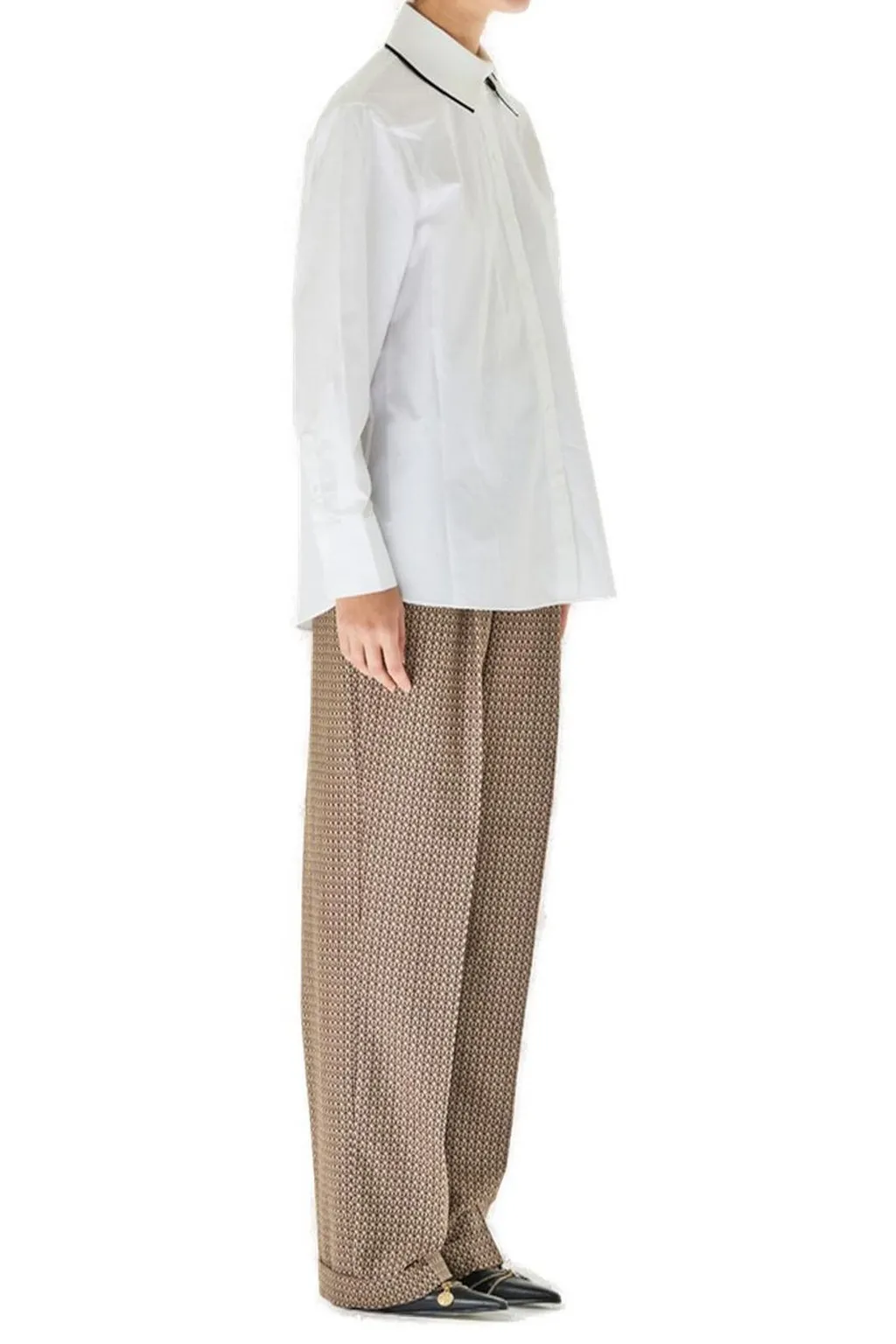 Poplin Shirt With Black Piping