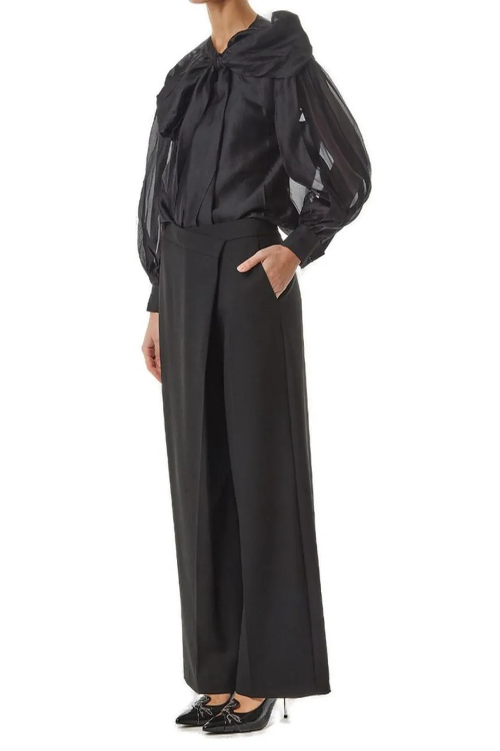 Wrap Wide-Leg Trousers