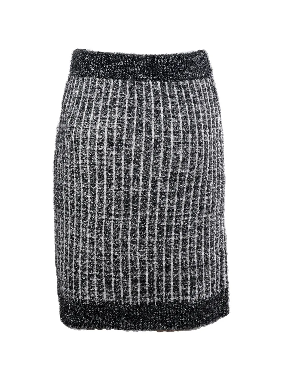 Plaid Knit Pencil Skirt