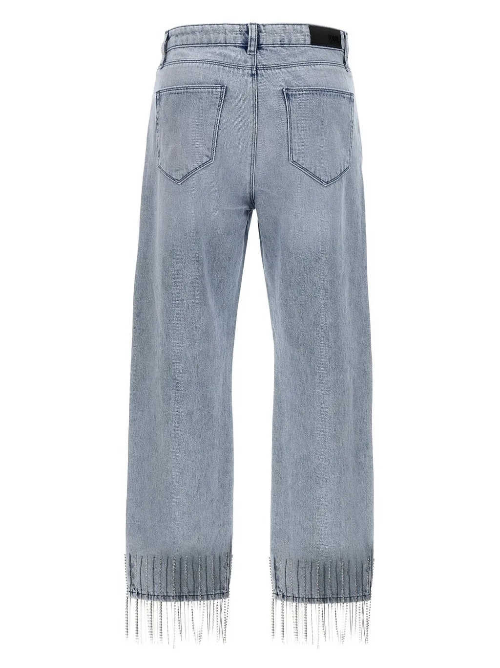 Straight-Leg Jeans With Crystal Fringe