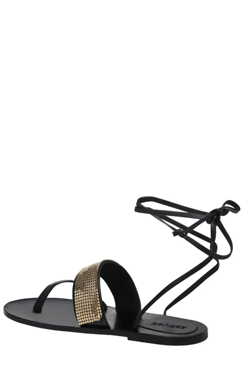 Flat Sandals With Sequins And Ankle Tie