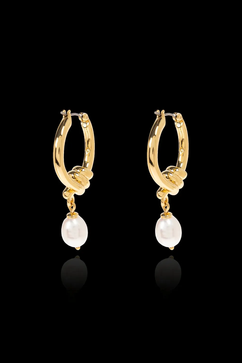 Knot Hoop Earrings With Pearl Drop