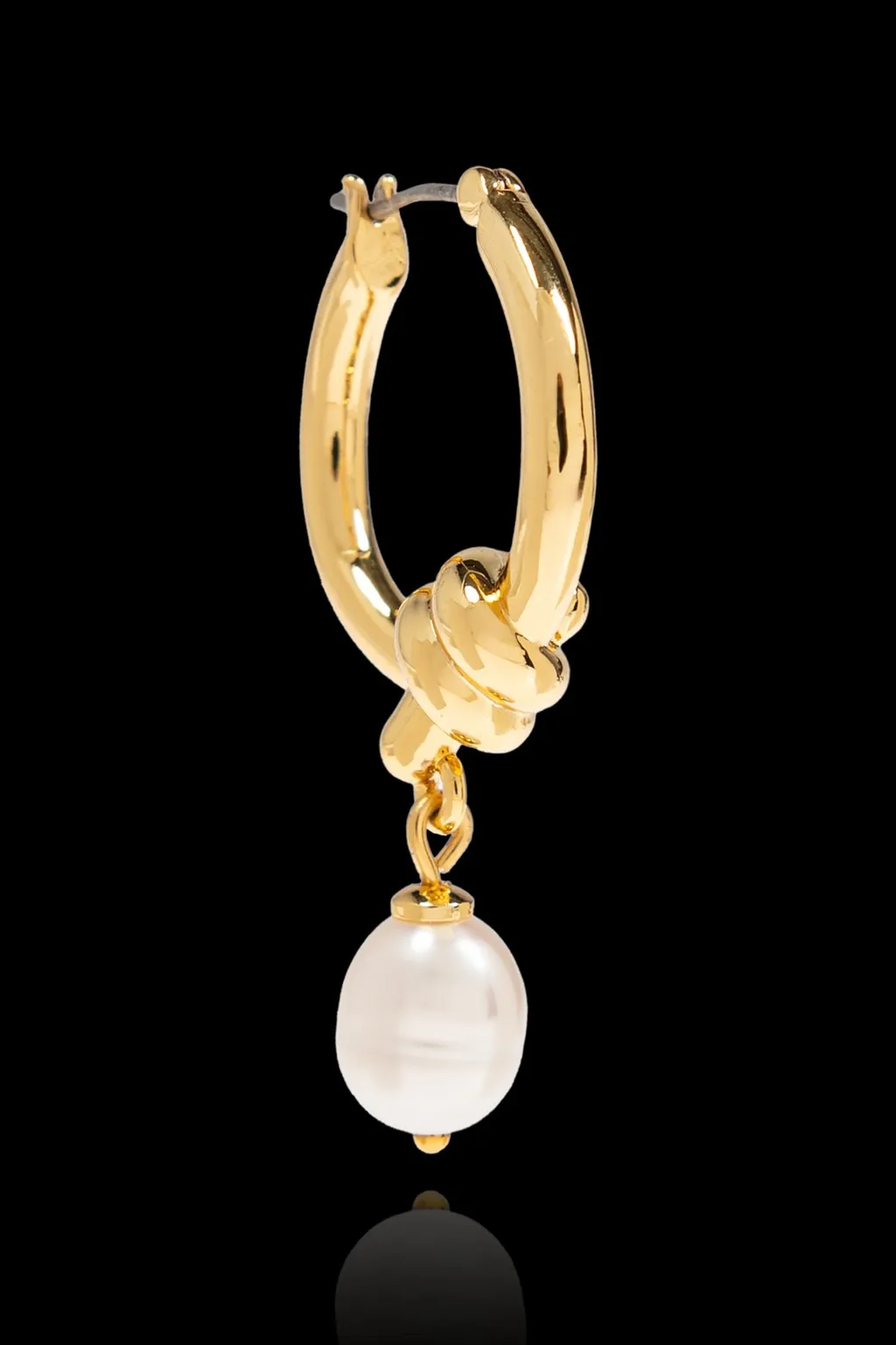 Knot Hoop Earrings With Pearl Drop