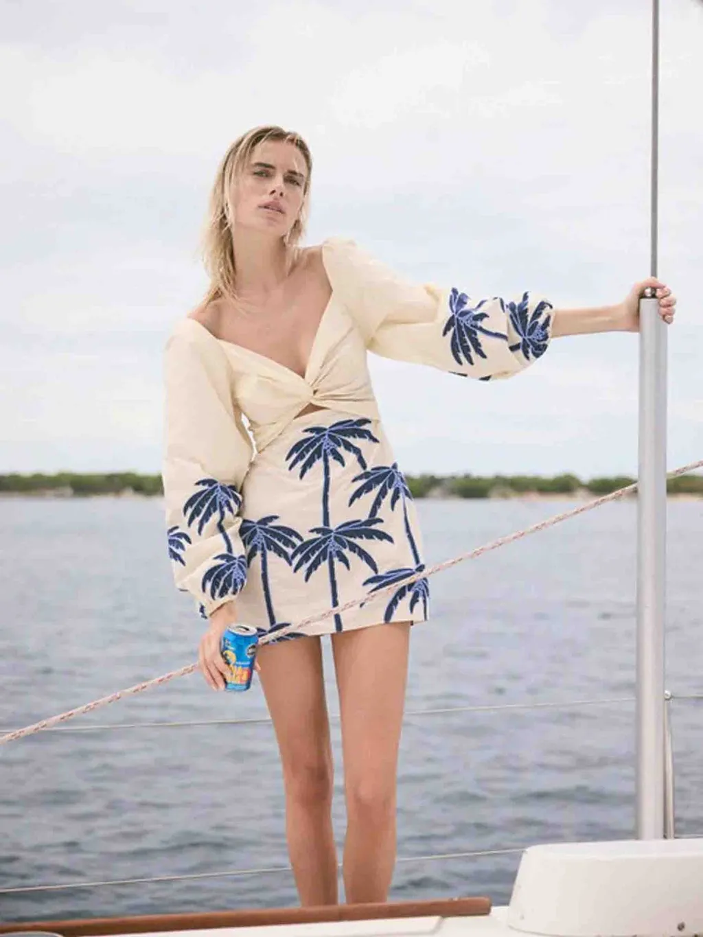 Palm Tree Print Mini Dress