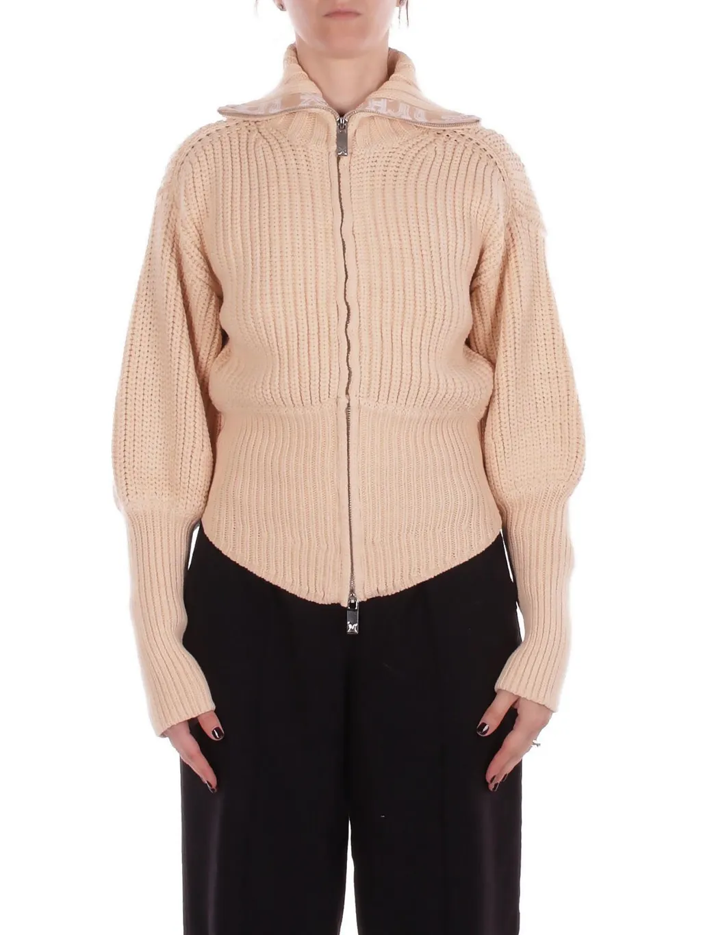 Zip-Up Knit Cardigan