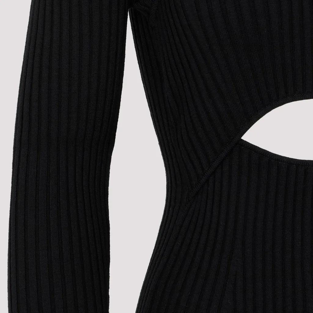 Cutout Ribbed Knit Dress