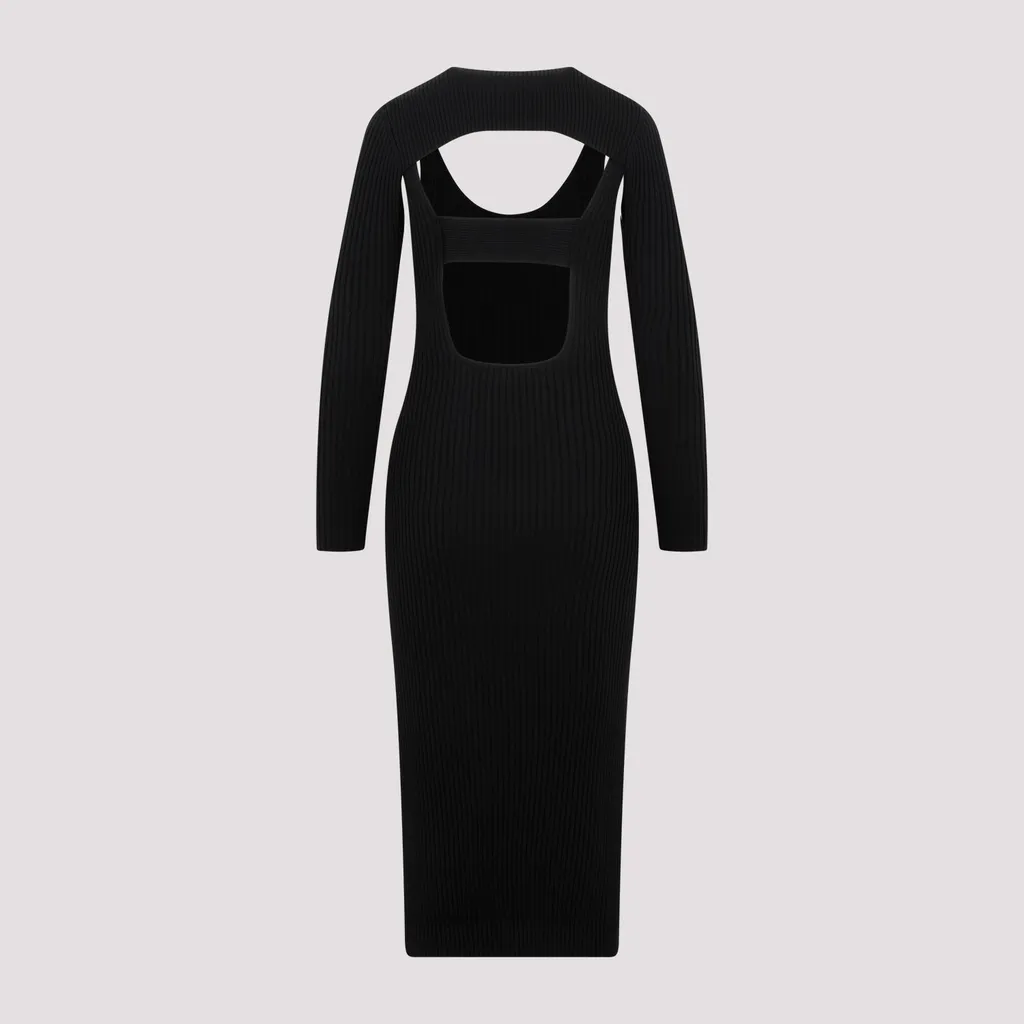 Ribbed Knit Dress With Cut-Out Detail