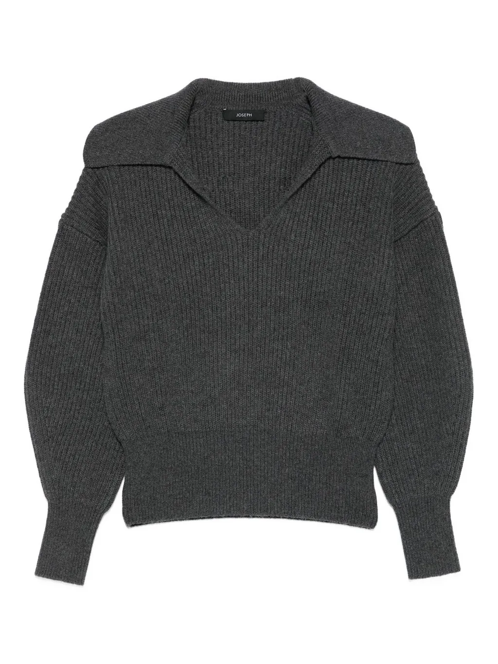 Ribbed Knit Sweater With Oversized Collar