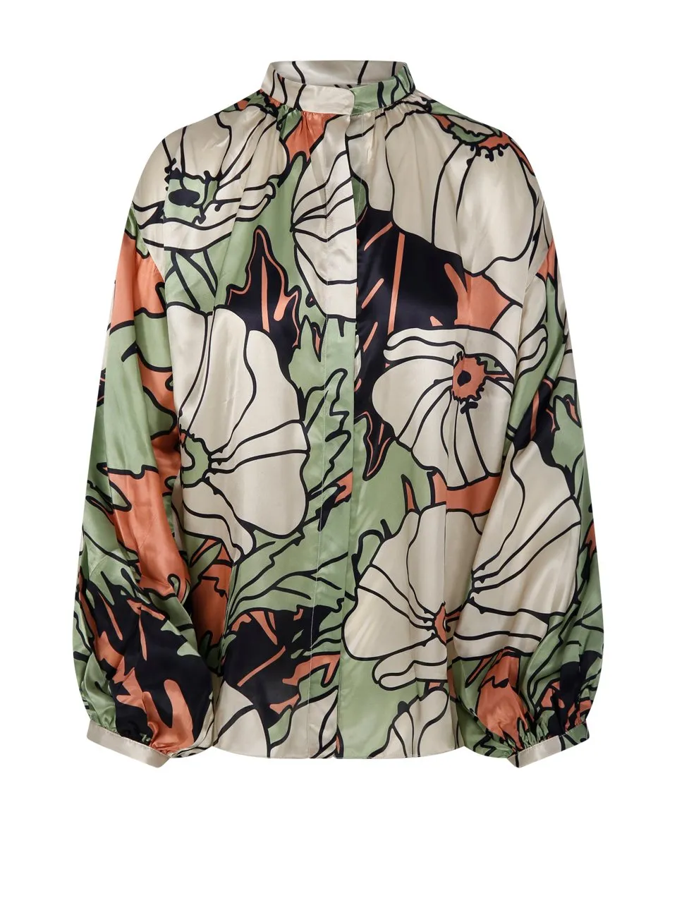 Floral Print High Neck Blouse