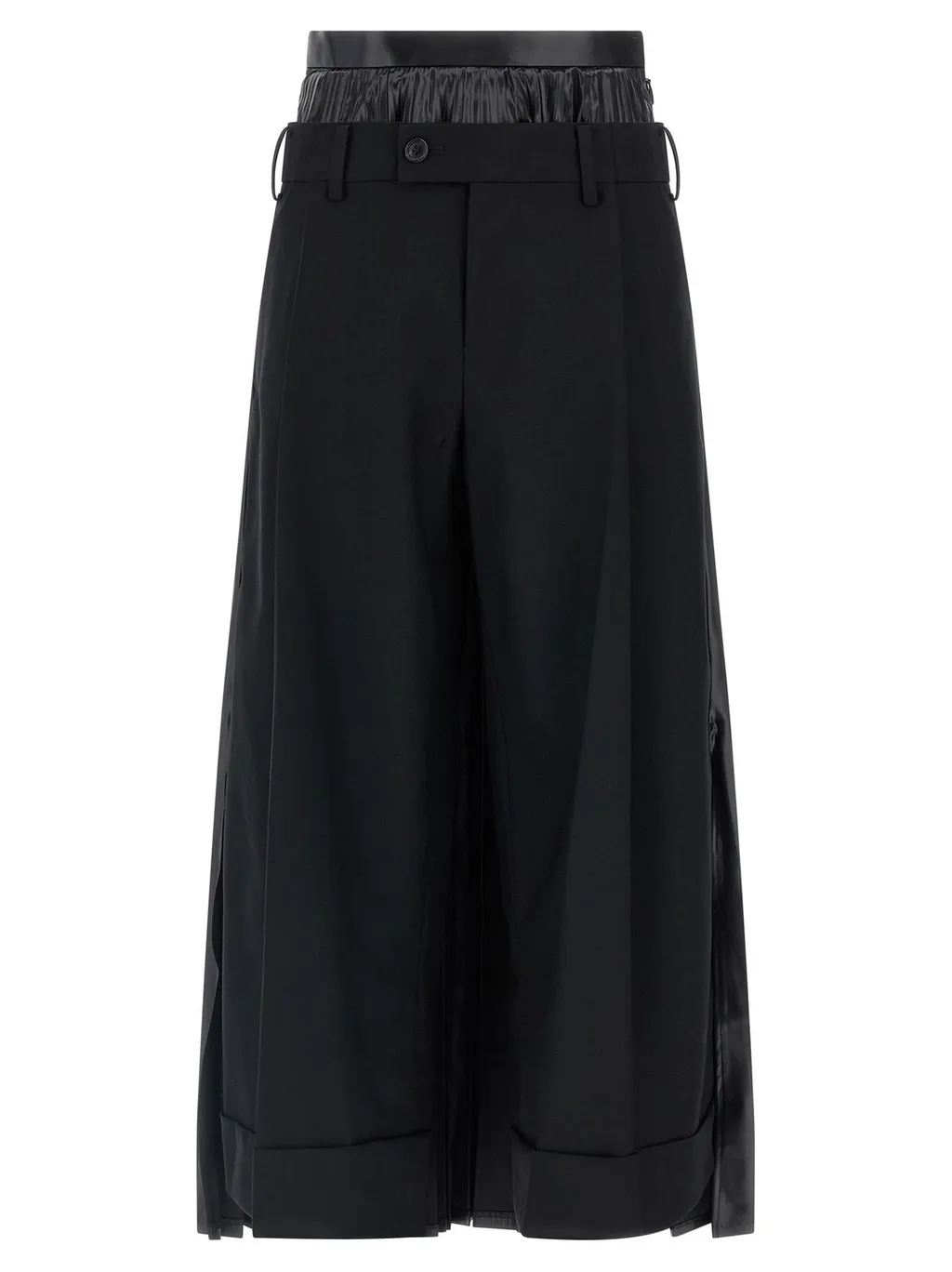 Wide-Leg Culottes With Patent Leather Trim