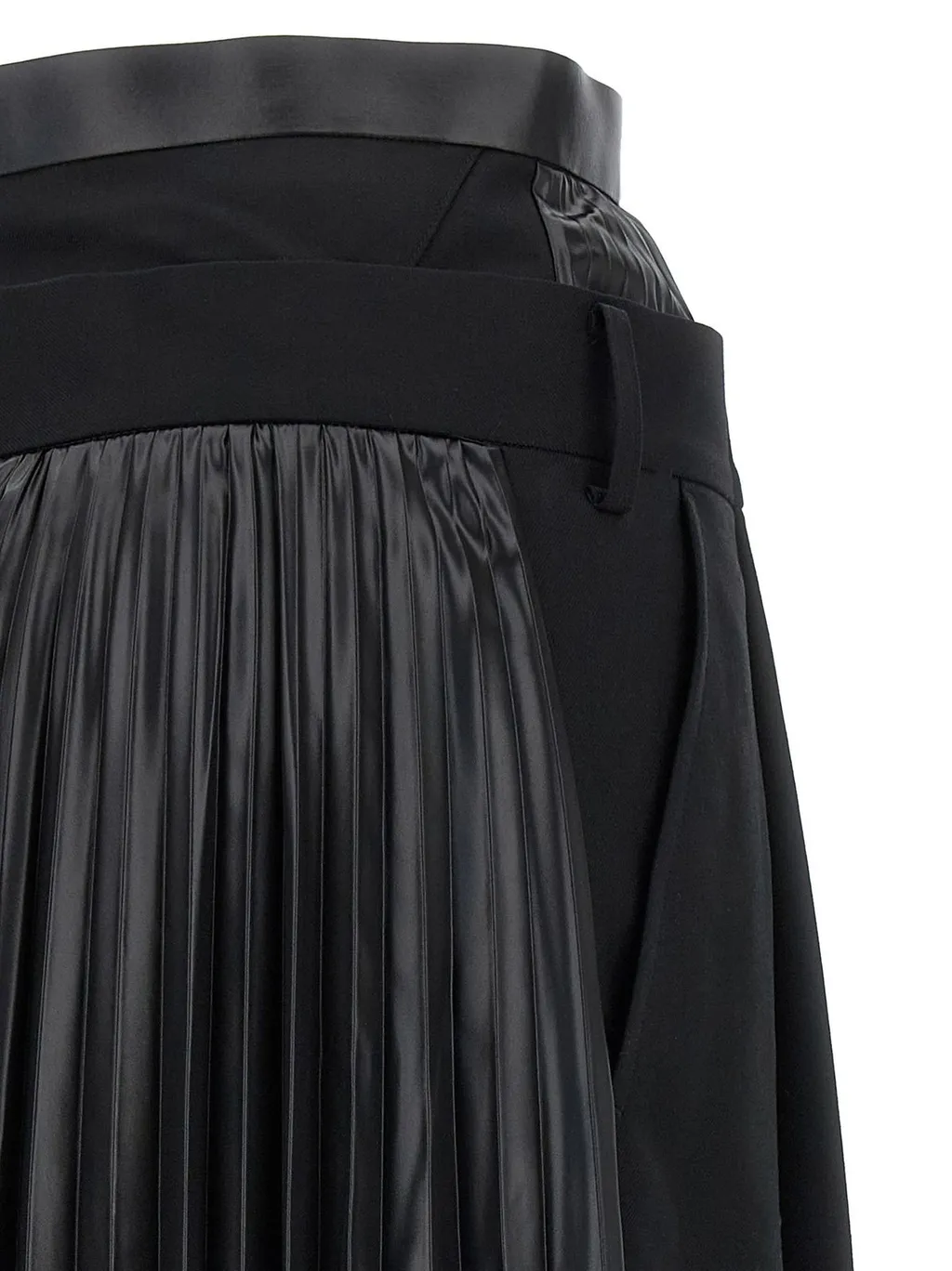 Wide-Leg Culottes With Patent Leather Trim