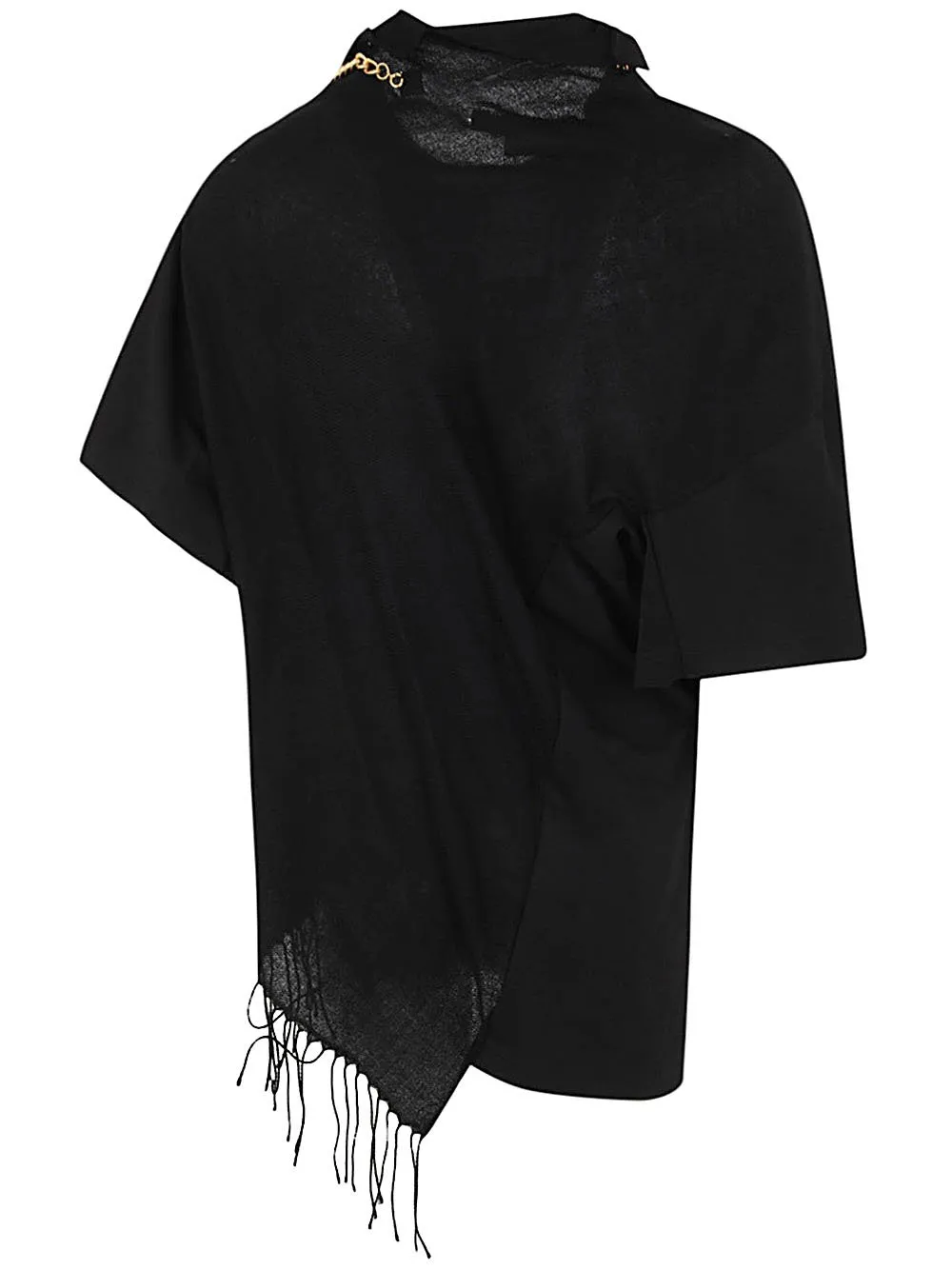 Asymmetric Draped Top With Chain Detail