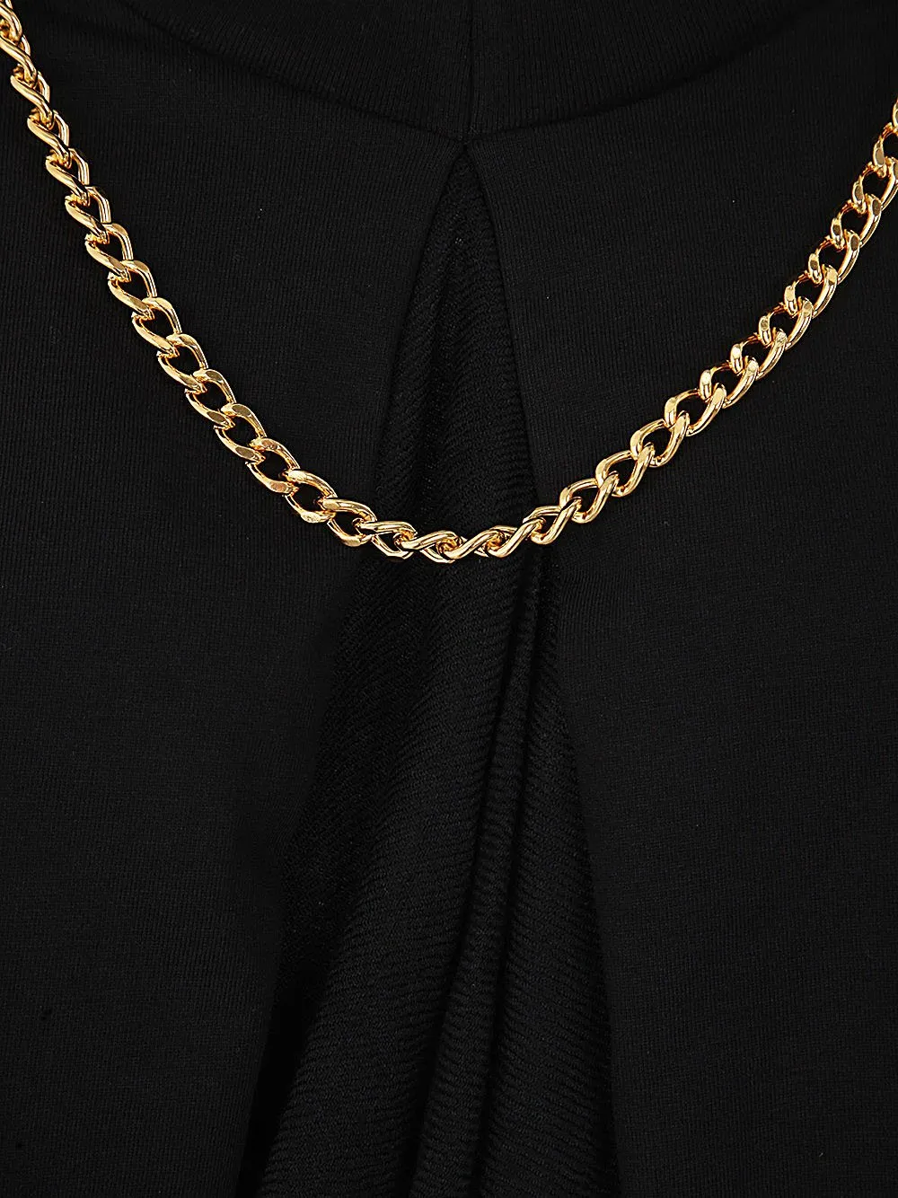 Asymmetric Draped Top With Chain Detail
