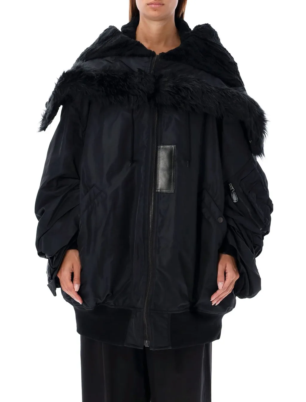 Bomber Jacket With Furry Hood