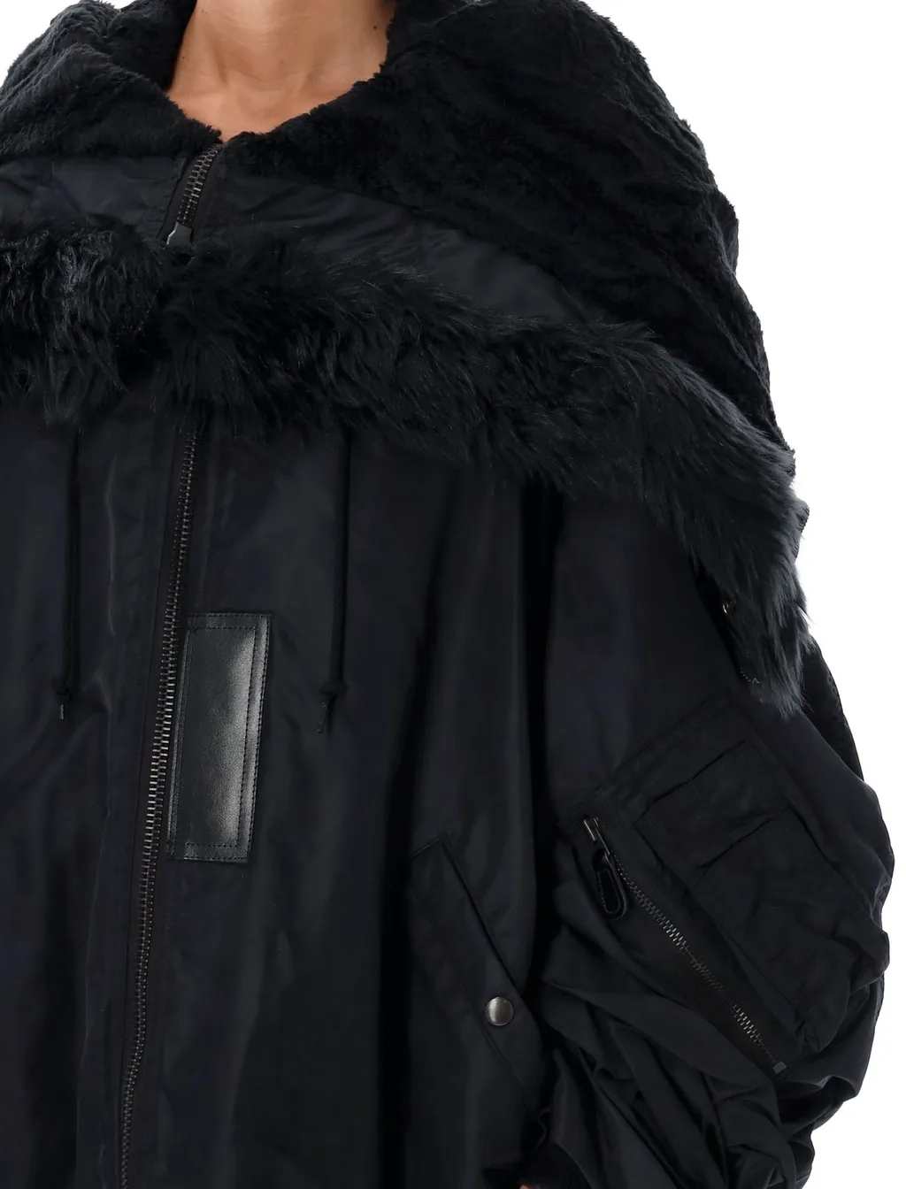 Bomber Jacket With Furry Hood