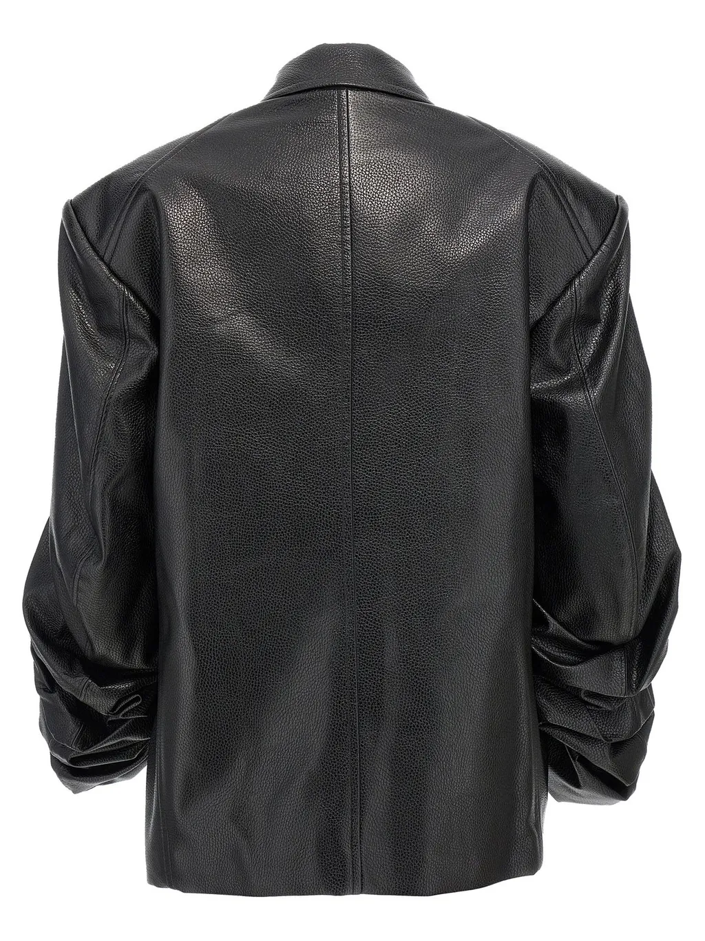 Double-Breasted Blazer With Ruched Sleeves