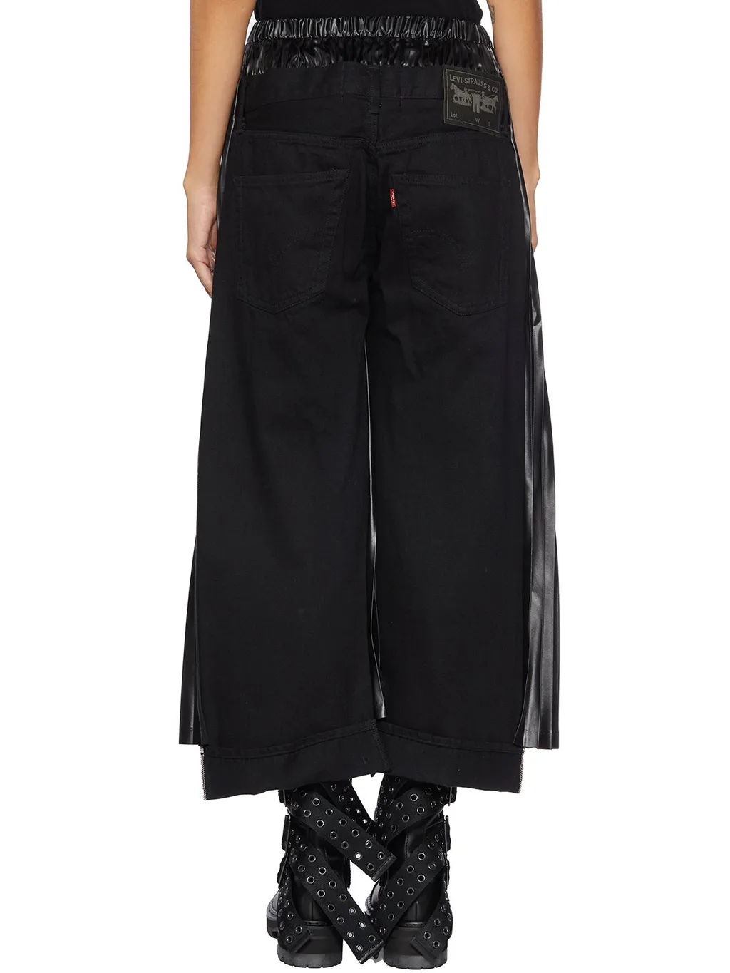 Pleated Faux Leather Midi Skirt