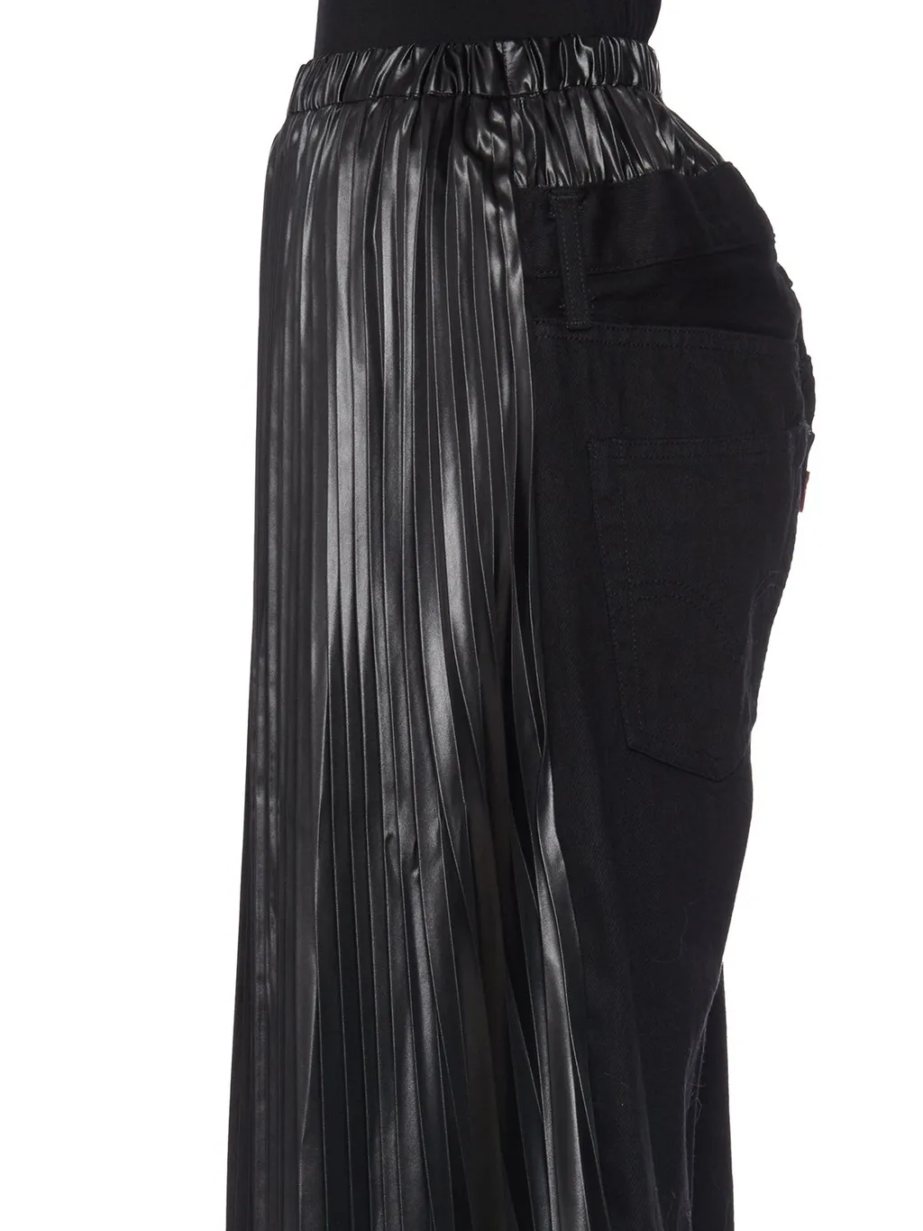 Pleated Faux Leather Midi Skirt
