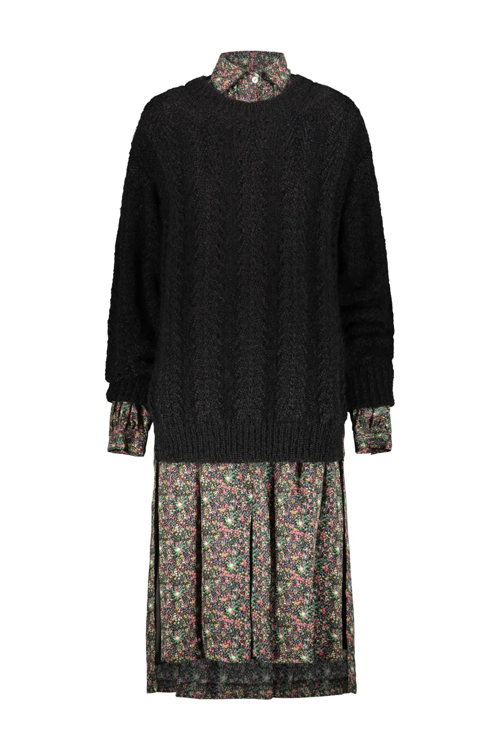 Printed Dress With Knitted Sweater