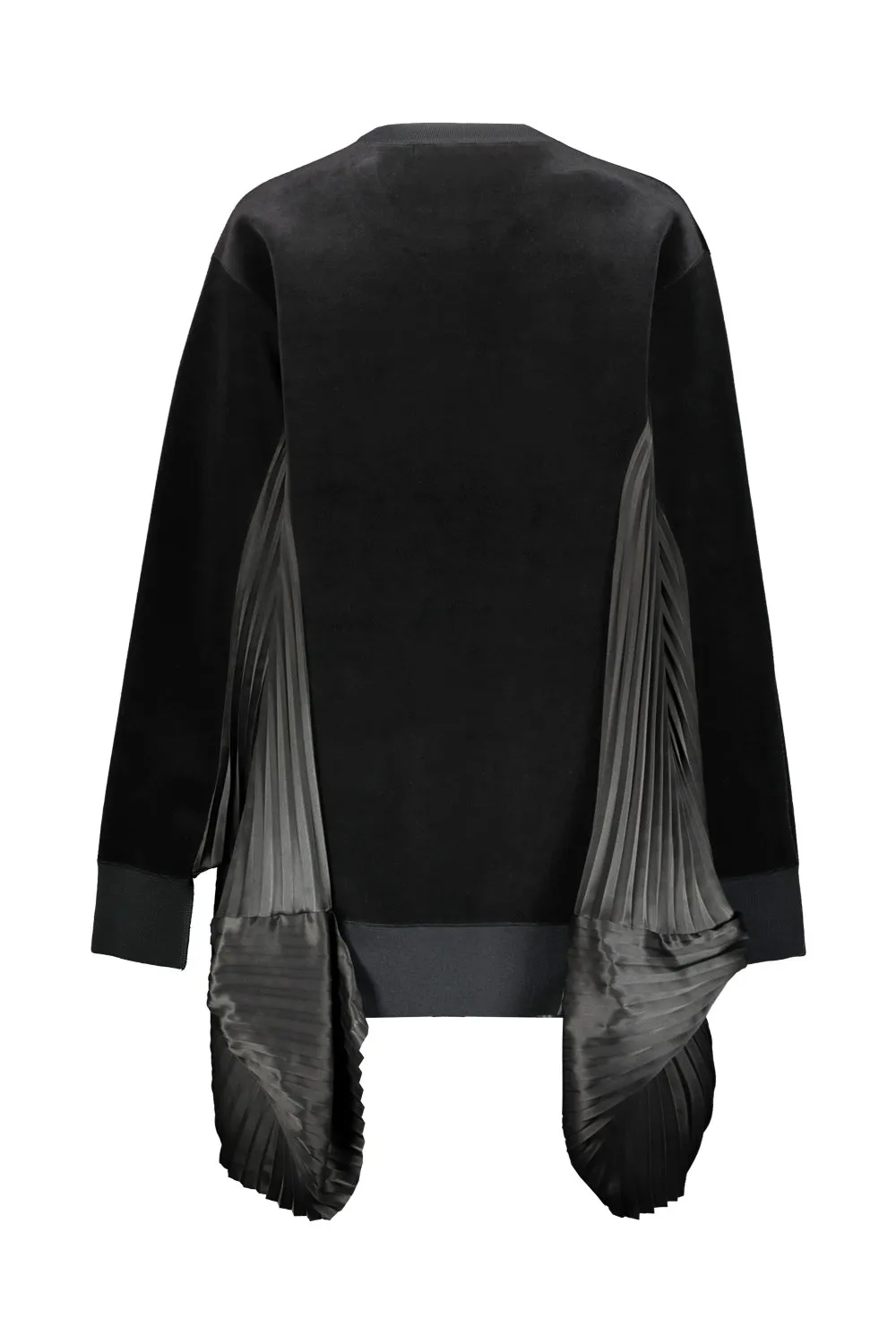 Velvet Sweatshirt With Pleated Inserts