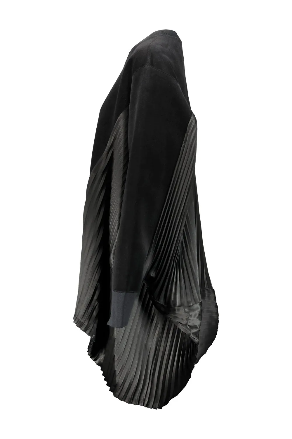 Velvet Sweatshirt With Pleated Inserts