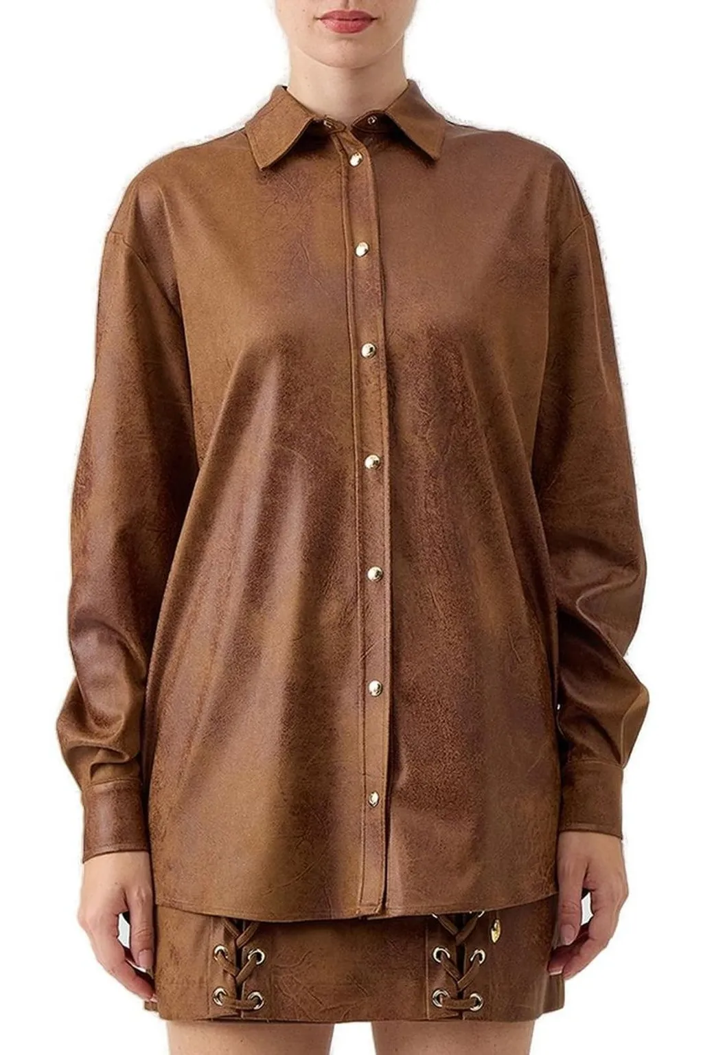 Oversized Faux Leather Shirt