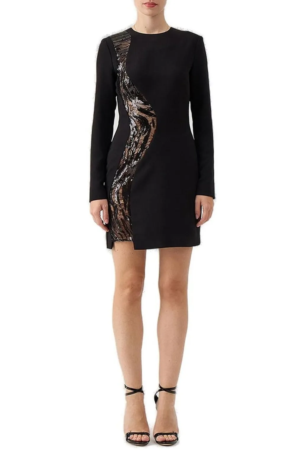 Long Sleeve Sequin Embellished Dress